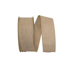 2.5 Inch Natural Everyday Value Linen Ribbon With Wired Edges, 50 Yards Spool (1 Spool) SALE ITEM